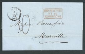 Palestine - French P.O. 1860 Entire letter from Jaffa to Marseille, rated 10 decimes, with pearled "