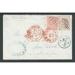 Egypt / G.B. Used Abroad 1873 Cover from Cario to New York with GB 4d vermilion plate 12 and 6d pale