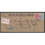 Australia 1927 Registered O.H.M.S. cover from the Office of Titles at Perth, handstamped "UNCLAIM...