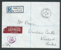G.B. - Royalty 1954 (Aug 4) Registered express cover with enclosed letter from Queen Elizabeth the Q