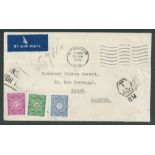 Algeria 1950 Cover (corner torn) posted unpaid from Birmingham to Algeria handstamped "T/40c/BM" ...