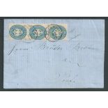 Egypt / Austrian Levant 1864 Entire set from Alexandria via the Consular Mail franked with a vertica