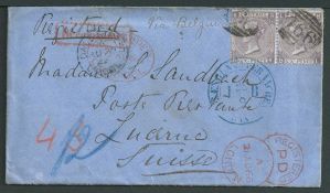 G.B. - London 1866 Registered Cover from Liverpool to Switzerland, with "DALE-STREET/L'POOL" c.d.s.