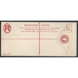 British Colonial c.1890 Registration Envelope size H2 in red with De La Rue dummy stamp showing t...