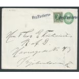 Faroe Islands / Denmark 1906 Denmark 50re postal stationery envelope bearing a 5ore stamp landed as