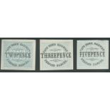 Cape of Good Hope 1868-73 Cape Town Railway - imperforate min Prepaid Parcel Labels in values of ...