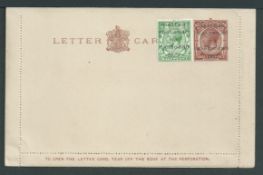 Great Britain - Ireland 1922 King George V GB 1 1/2d letter card with 1/2d stamp added with scarc...