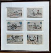 India Bombay 1866-1877 Hand Painted Bazaar Scenes to Brighton England group of six front of envel...