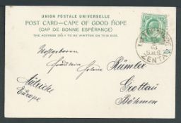 Cape of Good Hope 1903 Picture postcard of Cape Town, 1/2d KEVII Cape stamp cancelled by "Ku K Kr...