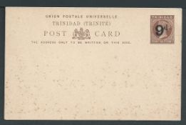 Trinidad 1891 1.1/2d Postcard surcharged 9d for presentation to the Duke of York on his visit to the