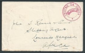 Tristan Da Cunha 1928 Stampless cover to Lourenco Marques with the very scarce type Iva "TRISTAN DA