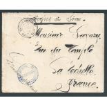 Siam 1903 (Aug) nvelope to France superscribed "Troupes du Siam" with blue double circle cachet "DET