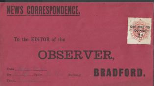 G.B. - Railways 1900 Red New Correspondence envelope sent from Clayton to the editor of the Obser...