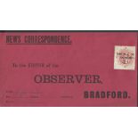 G.B. - Railways 1900 Red New Correspondence envelope sent from Clayton to the editor of the Obser...