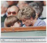 Royalty Official Press Photograph Princess Diana & Prince William at Wimbledon finals 6th July 1991