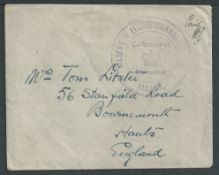 Gilbert & Ellice Islands 1925 (Jan) Stampless cover to England with manuscript "Paid PCS" written by