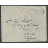 Gilbert & Ellice Islands 1925 (Jan) Stampless cover to England with manuscript "Paid PCS" written by