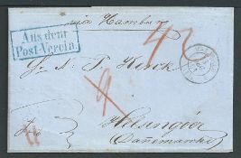 German States - Hamburg / France 1851 Entire letter from Marseille to Denmark with a very fine strik