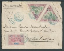 French Somali Coast 1902 (May 2) Registered cover from Djibouti to Constantinople (reverse with seal