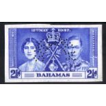 BAHAMAS 1937 George VI Coronation imperforate set of three on gummed watermarked paper each perfora