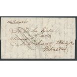 Malaya - Singapore 1851 Entire letter (7 Oct) to Jose Matia, Cadiz, care of Middleton, Bland & Co.,