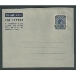 Aden 1949 6A Air Letter surcharged 50 Cents, type 1 surcharge 20.5mm wide.