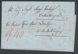 Cyprus 1861 Entire letter from Limassol to Constantinople via Larnaca with light "LARNACA 23 SETT" h