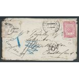 Transvaal 1889 Cover (minor edge faults, opening tear at upper edge) from Krugersdorp to England, fr