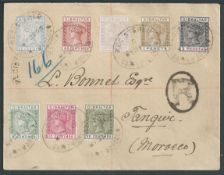 Morocco / Gibraltar 1898 Registered Cover from Saffi to Tangier franked by Gibraltar 1889-96 5c to 2