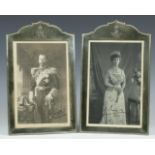 Royalty Stunning Silver Frames with King George V & Queen Mary signed pair of black & white