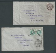 Cape of Good Hope 1900 Two covers from Pte. E. Keith, P.A.G Camp, Kromhoogle, both posted on the Eas