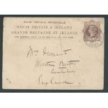 Egypt 1882 (Sep 13) GB 1d postal stationery postcard to England cancelled "BRITISH ARMY POST OFFICE