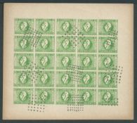 Argentina 1859 Argentina 1859 4r Green Liberty Head Spiro Forgery imperforate sheet of 25 on poor...