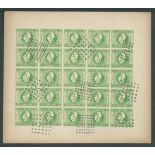 Argentina 1859 Argentina 1859 4r Green Liberty Head Spiro Forgery imperforate sheet of 25 on poor...