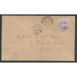 Saint Vincent 1899 Commercial cover to London with 1d tied by very crisp Barrouallie 21mm cds, anoth