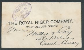 Niger Coast 1890 Stampless cover (minor staining) with the printed heading "THE ROYAL NIGER COMPANY