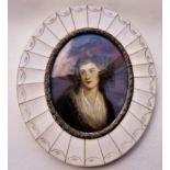 Early 19th Century Portrait Miniature in Oil of a Regency Lady