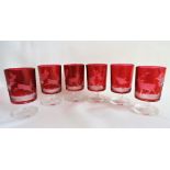 Antique French Etched Glass Liqueur Glasses