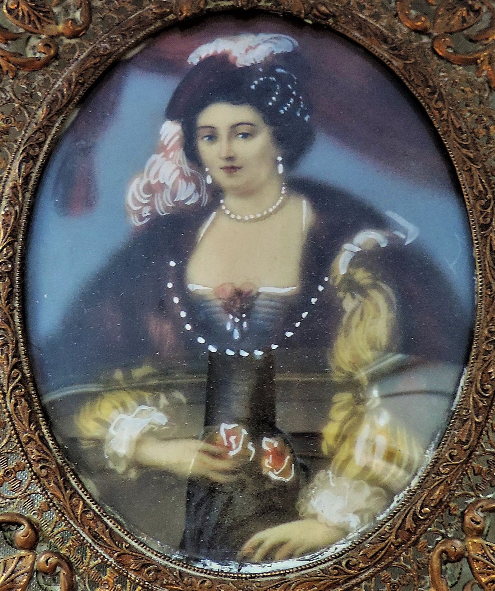Antique Miniature Portrait Mary Queen of Scots - Image 2 of 6