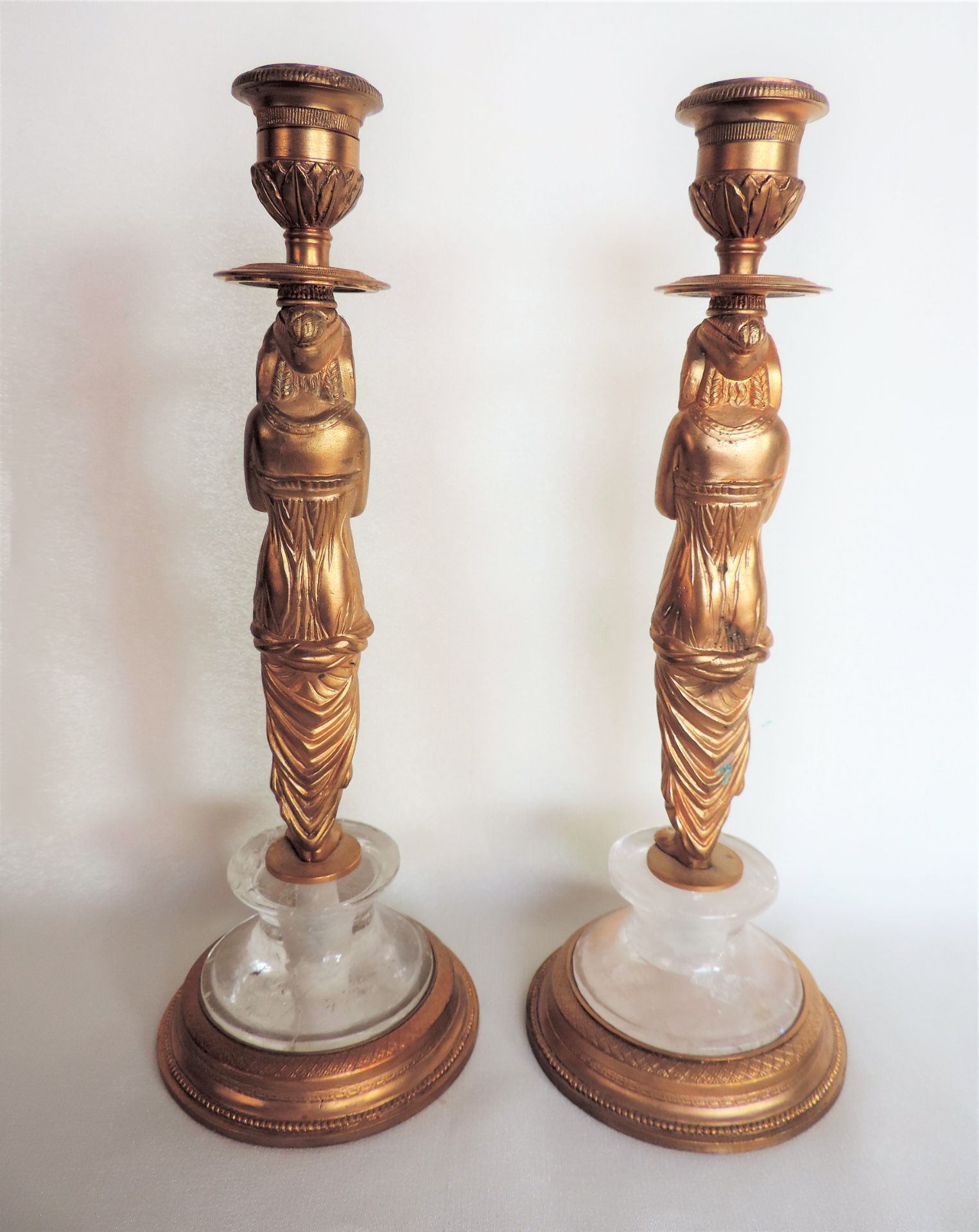 Pair Antique Gilt Egyptian Revival Candlesticks - Image 6 of 6