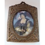 Antique Miniature Portrait Mary Queen of Scots