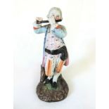 Antique German Porcelain Figurine Man Playing the Flute