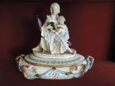 Antique German Porcelain Figural Bowl c.1840's