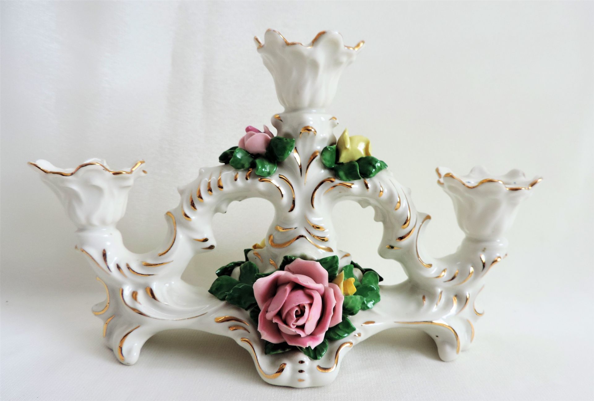 Dresden Porcelain Candelabra 3 Branch Table Centrepiece - Image 2 of 5