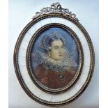 Miniature Portrait Mary Queen of Scots in Ornate Frame