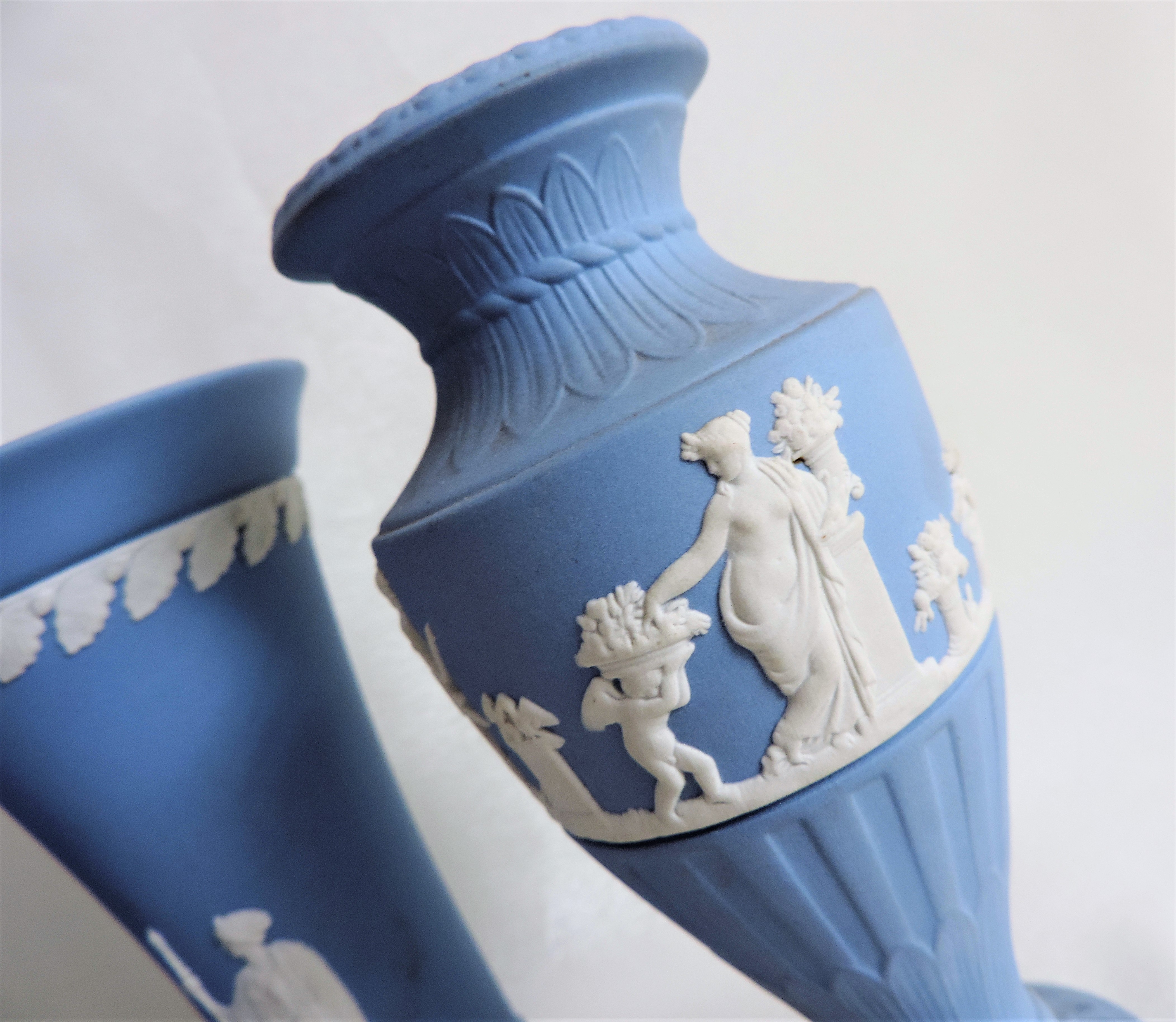 Trio of Wedgwood Blue Jasperware Vases - Image 3 of 4