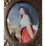 Antique Miniature Portrait of Regency Lady