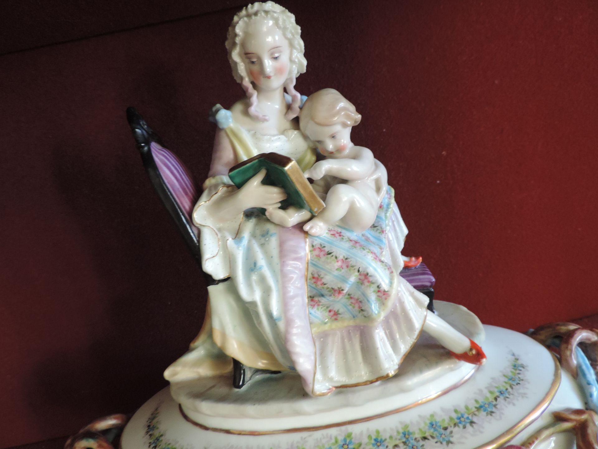 Antique German Porcelain Figural Bowl c.1840's - Image 4 of 9