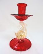 Vintage Murano Glass Candlestick in the Style of Salvati