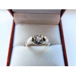 Sterling Silver Ring Set with White Gemstone